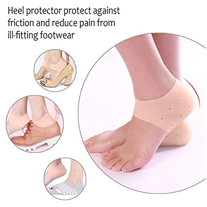 1 Pair Silicone Gel Heel Pad Socks for Pain Relief & Anti Crack Heel