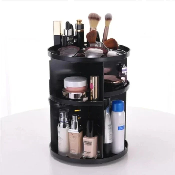 Plastic 360 Rotating- Makeup- Organizer & Cosmetic- Storage-black