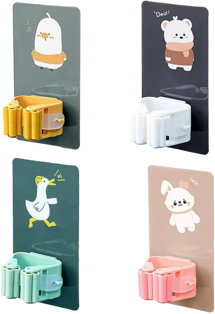 Self Adhesive Cartoon Mop Rack Broom Card Holder Hook