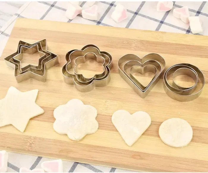 Cookie Cutters Shapes Baking Set12PCS Flower, Round, Heart, Star Shape