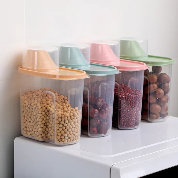 Plastic Cereal Dispenser Storage Box For Kitchen Food Grain Rice Container