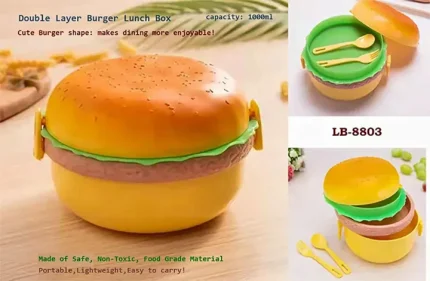 Round Burger Shape 3 layer Lunch Box.